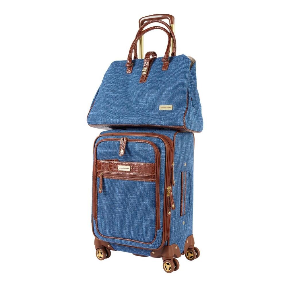 Samantha Brown Vintage 2-Piece Tweed Luggage Set - Blue -